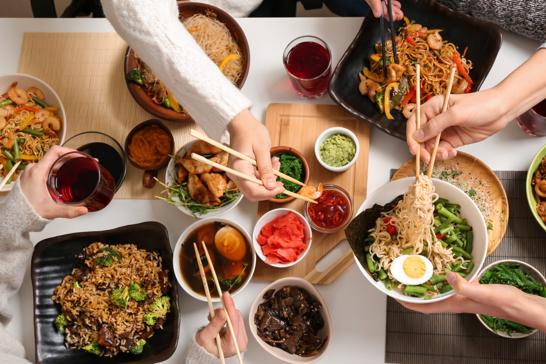 Family in China sharing a meal